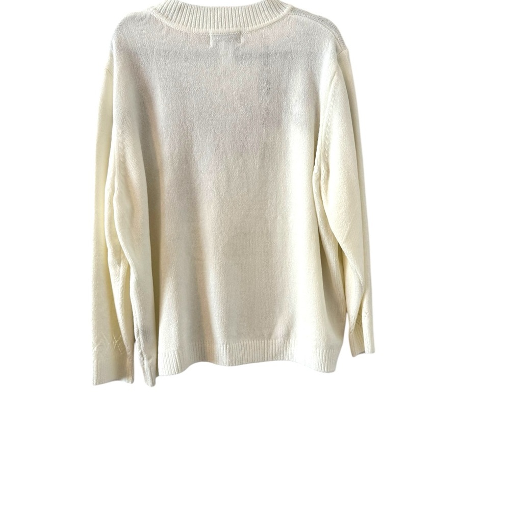 Telluride Floral Embroidered White Chenille Sweater 3x - Picture 3 of 9